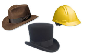 Cartoon figure wearing multiple hats representing the private trader who has to play analyst, PM and trader all at once